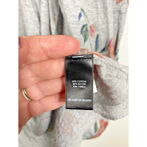 Torrid Heather Gray Pink Floral Cardigan Sweater Size 4 Open Front Knit Floral - Picture 7 of 11